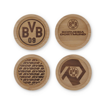 Borussia Dortmund BVB Bambus-Untersetzer 4er-Set 10 x 10 cm